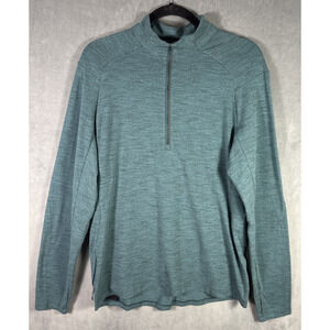 Lululemon Surge Warm‎ Shirt Mens Large Heathered Green 1/2 Zip Stretch Run